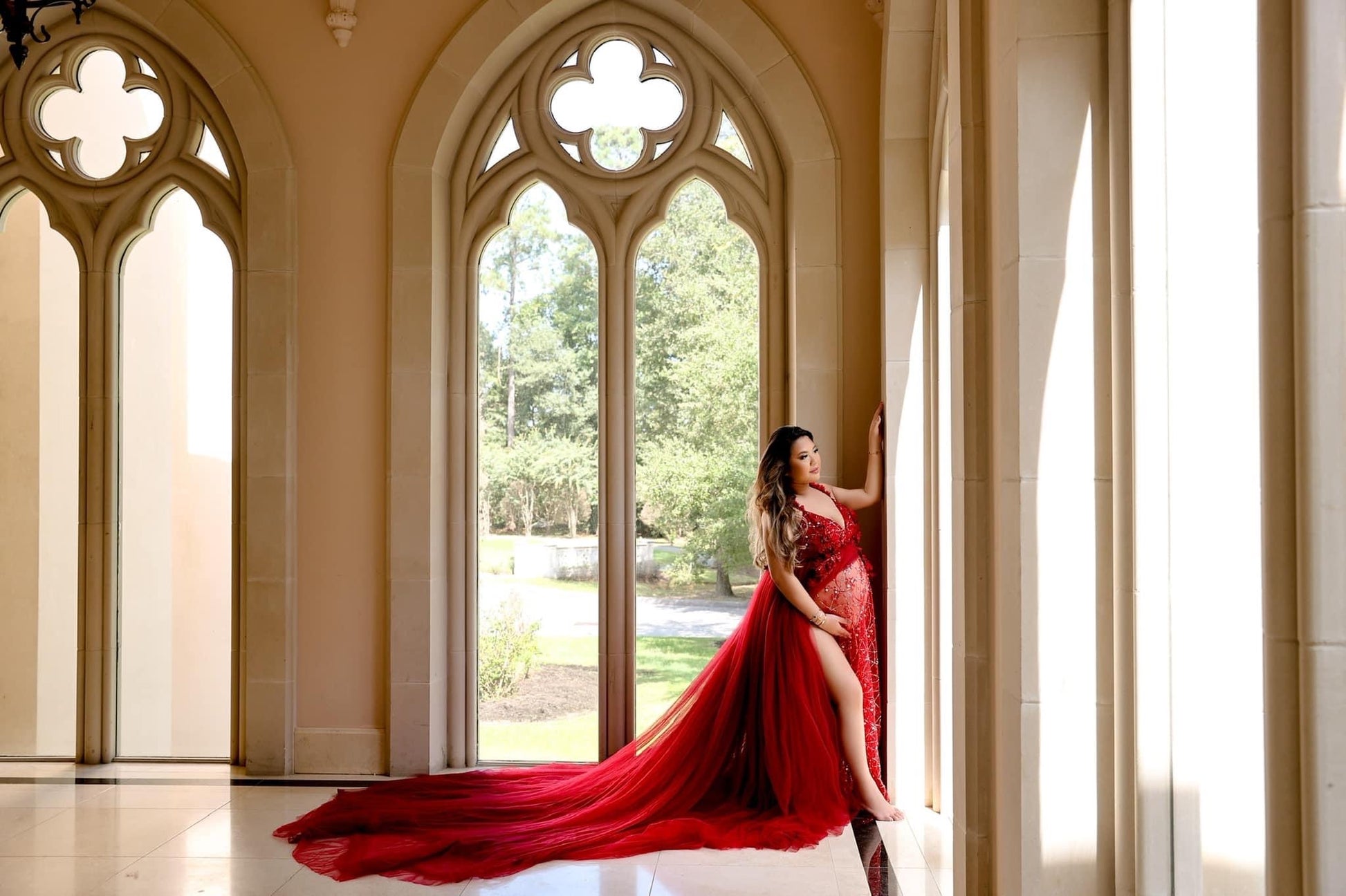 Red Runaway With Me - maternity photoshoot dress