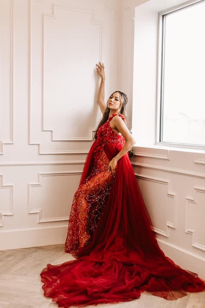Red Runaway With Me - maternity photoshoot dress