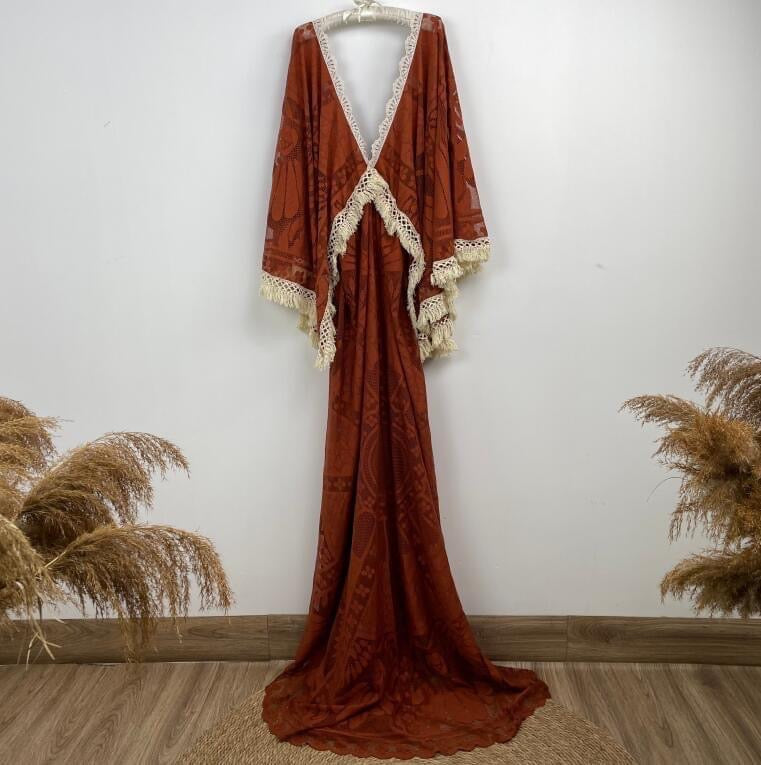Rusty Red Joan Boho Dress - maternity photoshoot dress