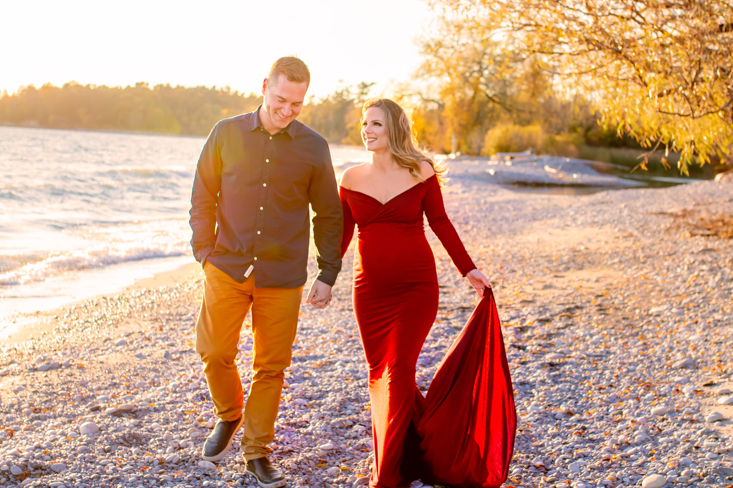 Red Fitted Gown - maternity photoshoot dress