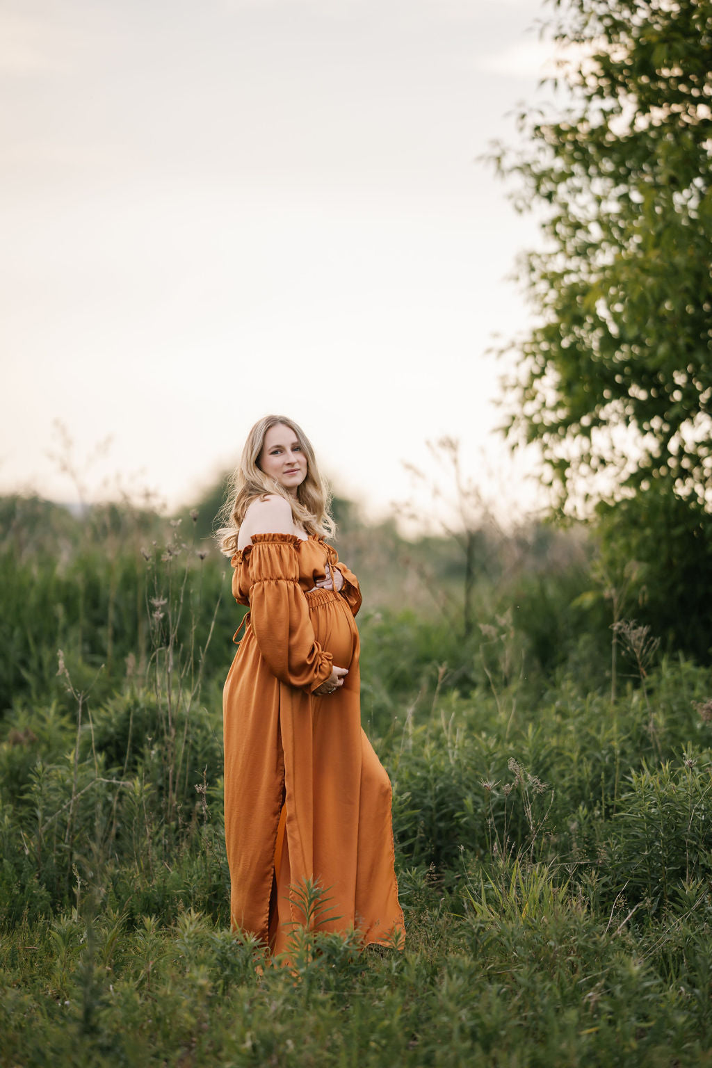 Rust Convertible Gown - maternity photoshoot dress