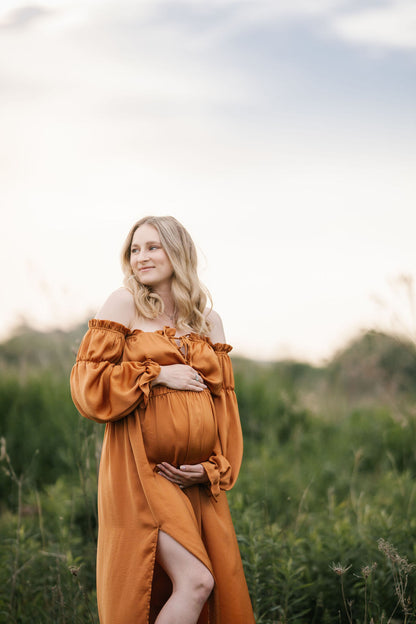 Rust Convertible Gown - maternity photoshoot dress