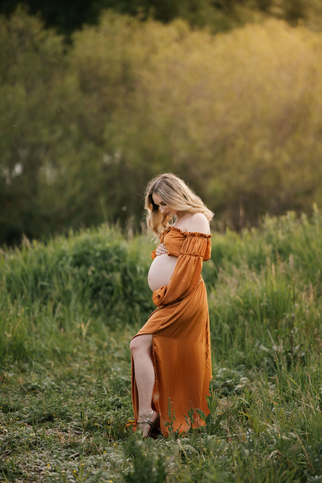 Rust Convertible Gown - maternity photoshoot dress