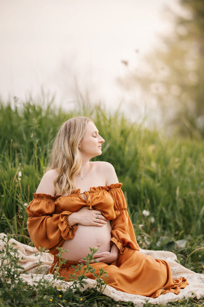 Rust Convertible Gown - maternity photoshoot dress