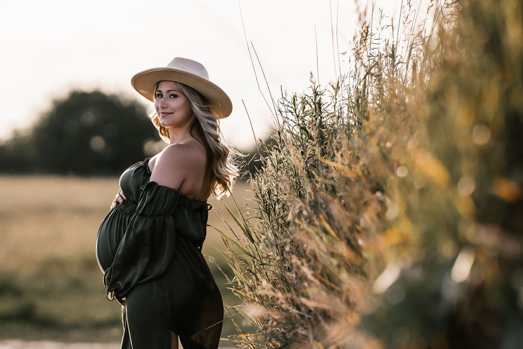 Cream Boho Hat - maternity photoshoot dress