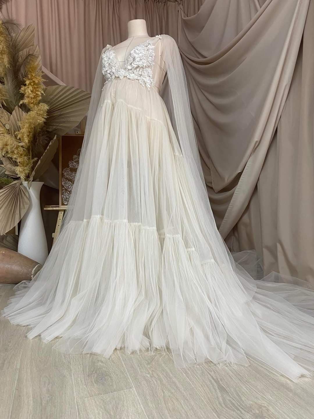 Ivory Wisteria Gown - maternity photoshoot dress