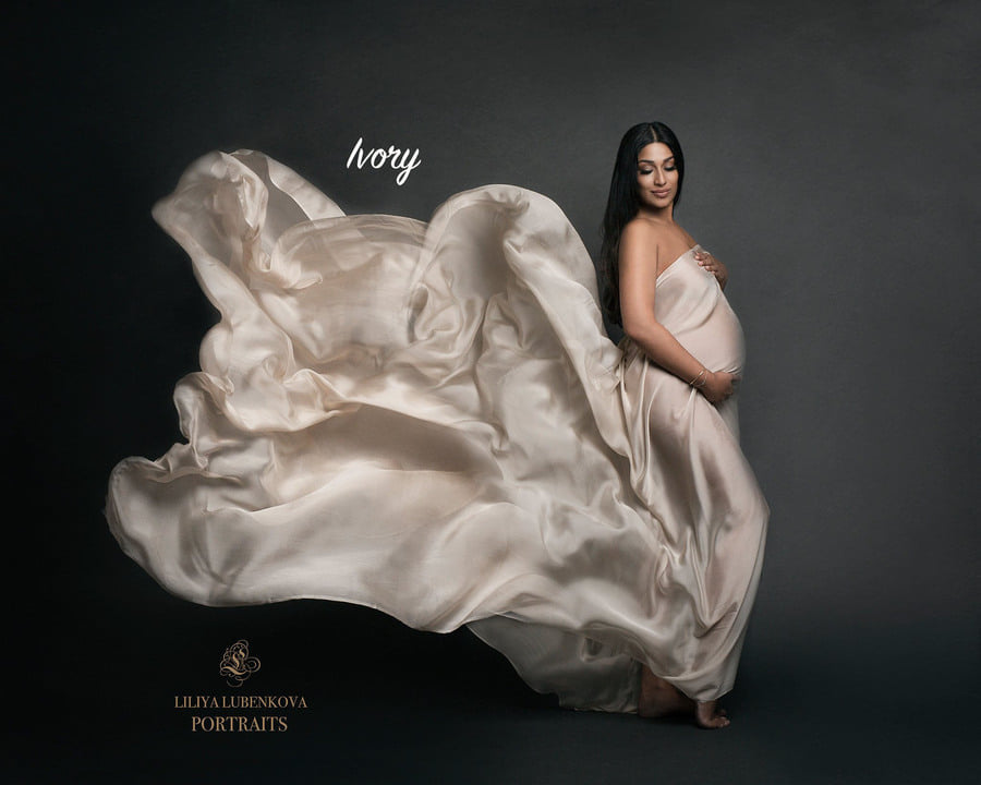 Ivory silky Chiffon Fabric - maternity photoshoot dress