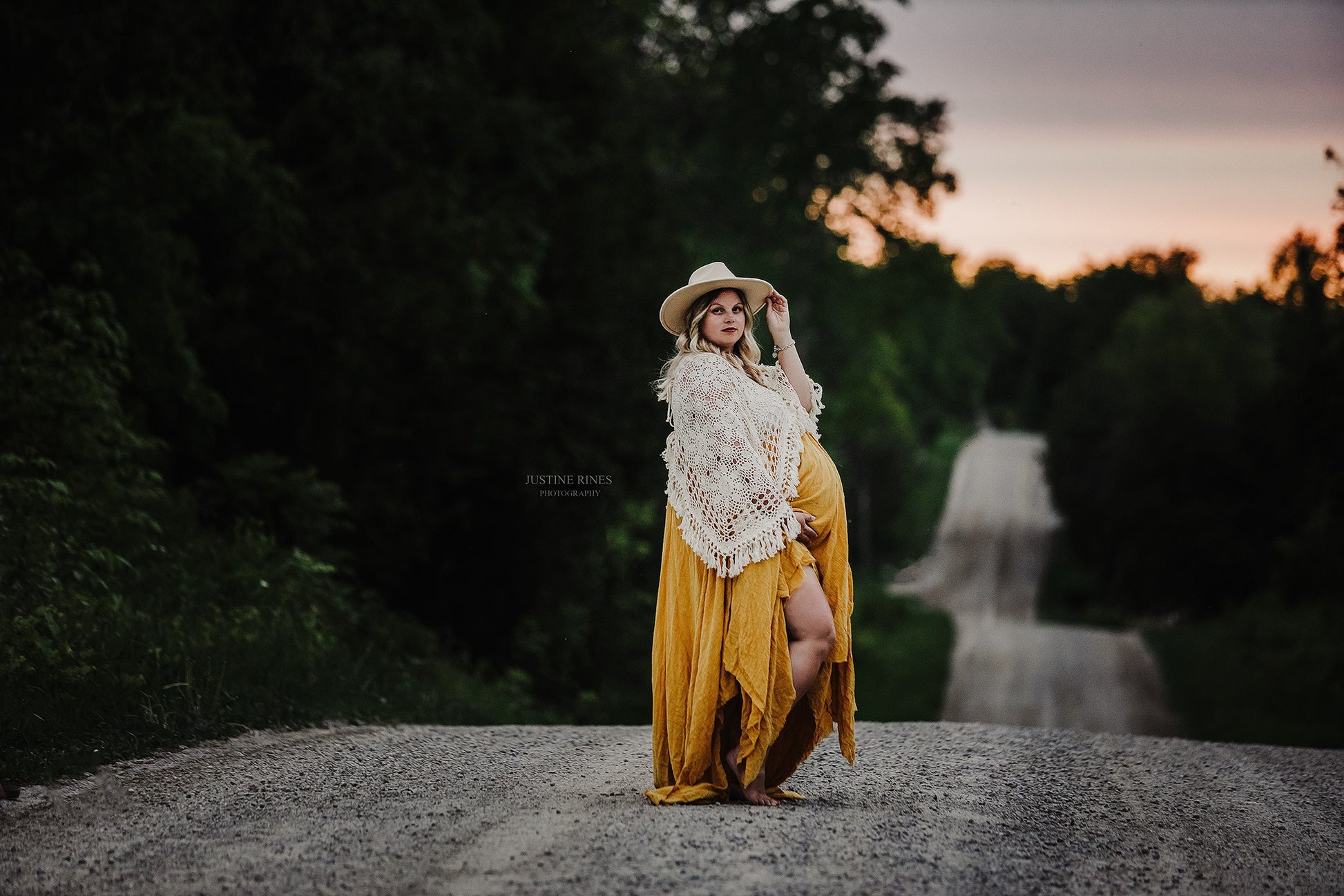 Cream Boho Hat - maternity photoshoot dress