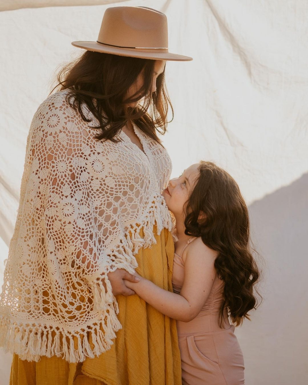 Tan Boho Hat - maternity photoshoot dress