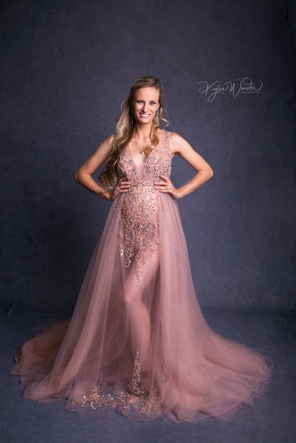 Pink Kissing Sunlight Gown - maternity photoshoot dress