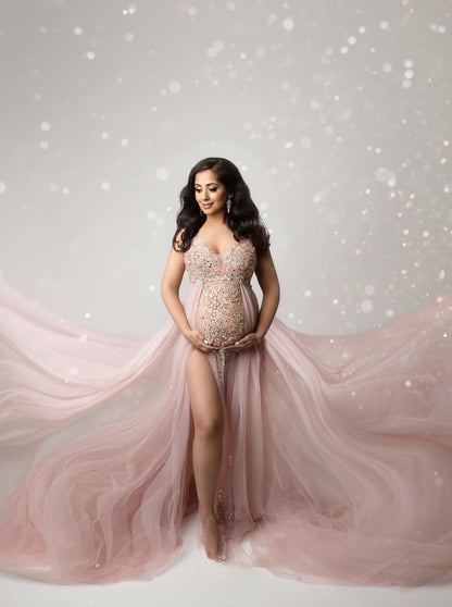 Pink Kissing Sunlight Gown - maternity photoshoot dress