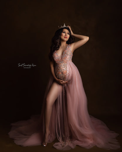 Pink Kissing Sunlight Gown - maternity photoshoot dress