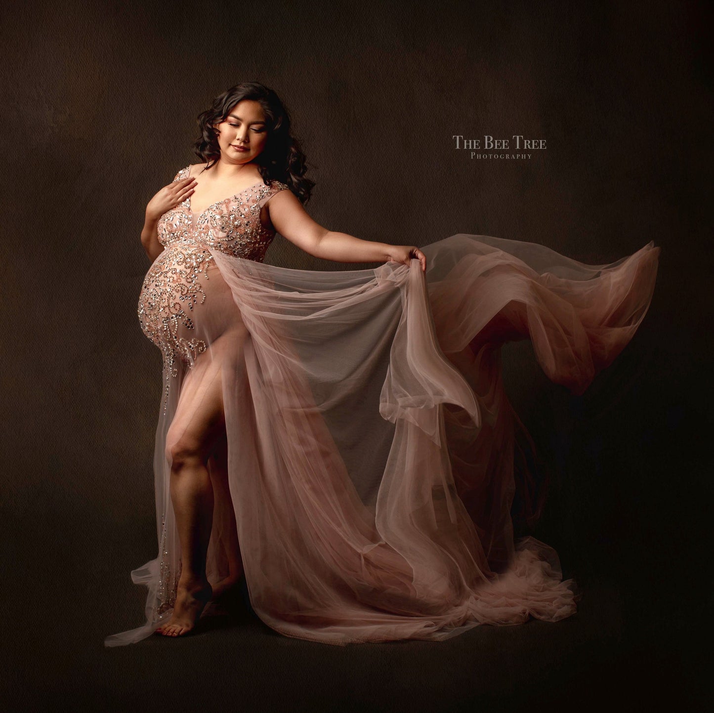 Pink Kissing Sunlight Gown - maternity photoshoot dress