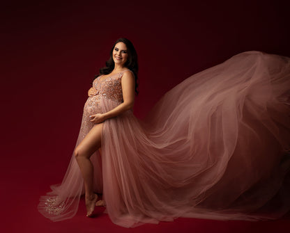 Pink Kissing Sunlight Gown - maternity photoshoot dress