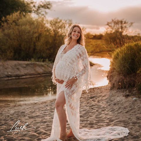 Scalloped Lace Boho Gown - maternity photoshoot dress