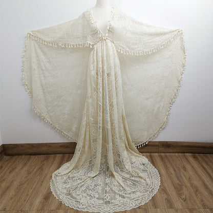 Lace Boho Gown with Cape - maternity photoshoot dress