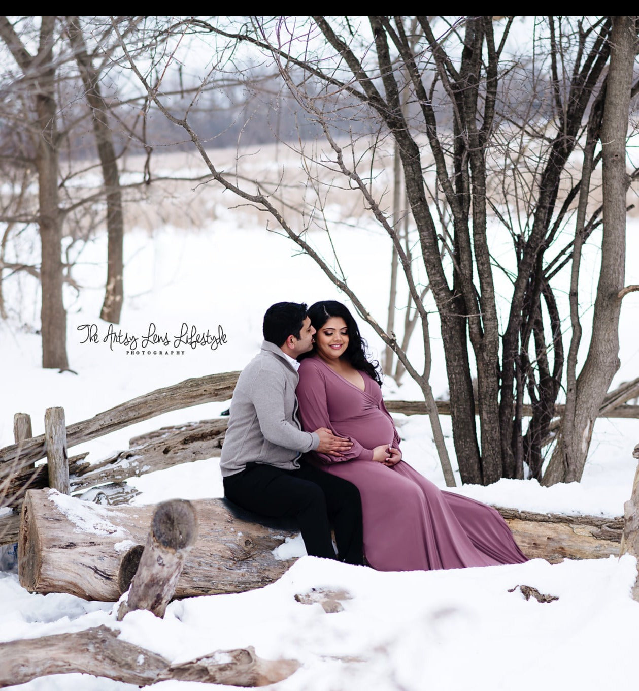 Dark Mauve Clara Gown - maternity photoshoot dress