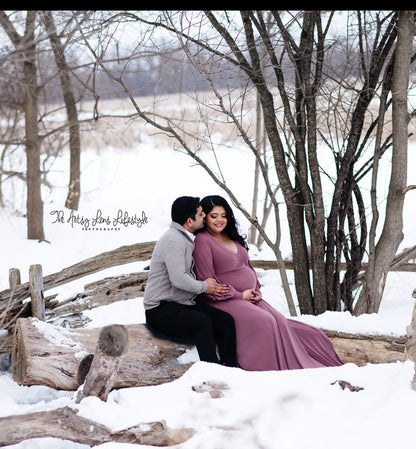 Dark Mauve Clara Gown - maternity photoshoot dress
