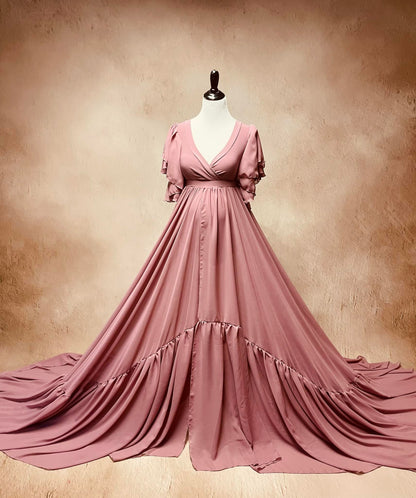Mauve Pink Tallulah Gown - maternity photoshoot dress