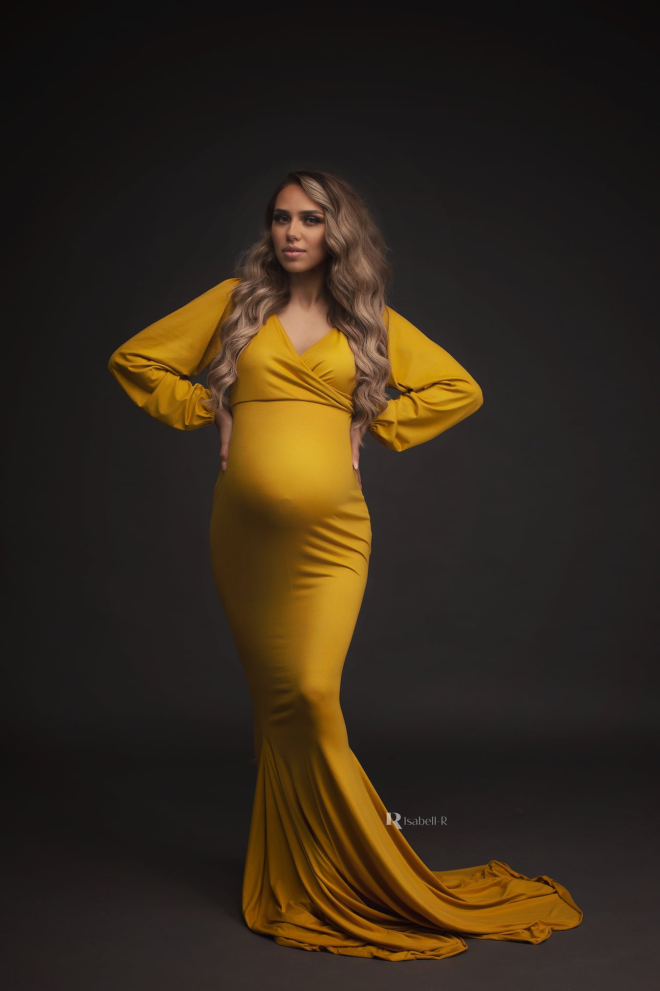 Mustard Yellow Dyla Maternity Gown - maternity photoshoot dress