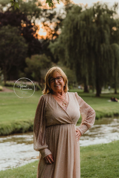 Champagne Sparkle Dress - Large - maternity photoshoot dress