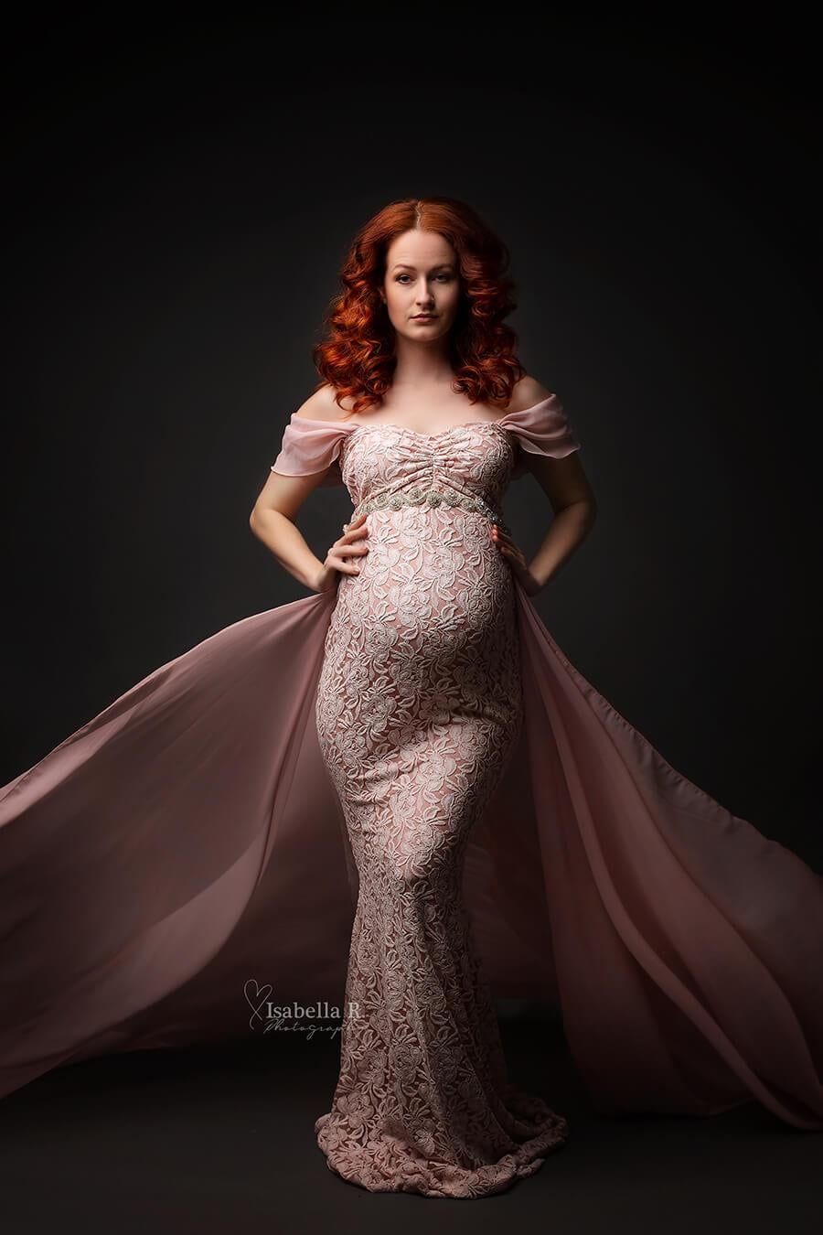 Dusty Pink Papoula Gown - maternity photoshoot dress