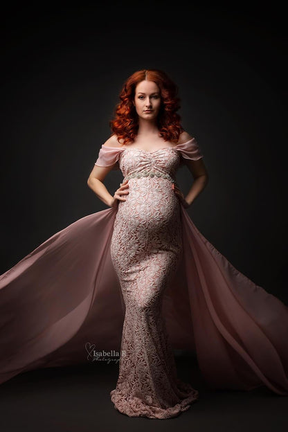 Dusty Pink Papoula Gown - maternity photoshoot dress