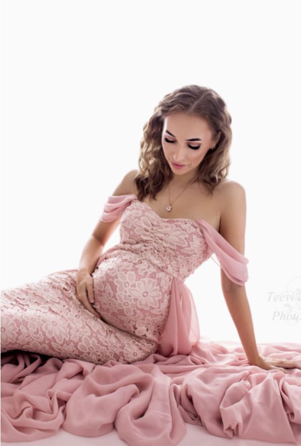 Dusty Pink Papoula Gown - maternity photoshoot dress