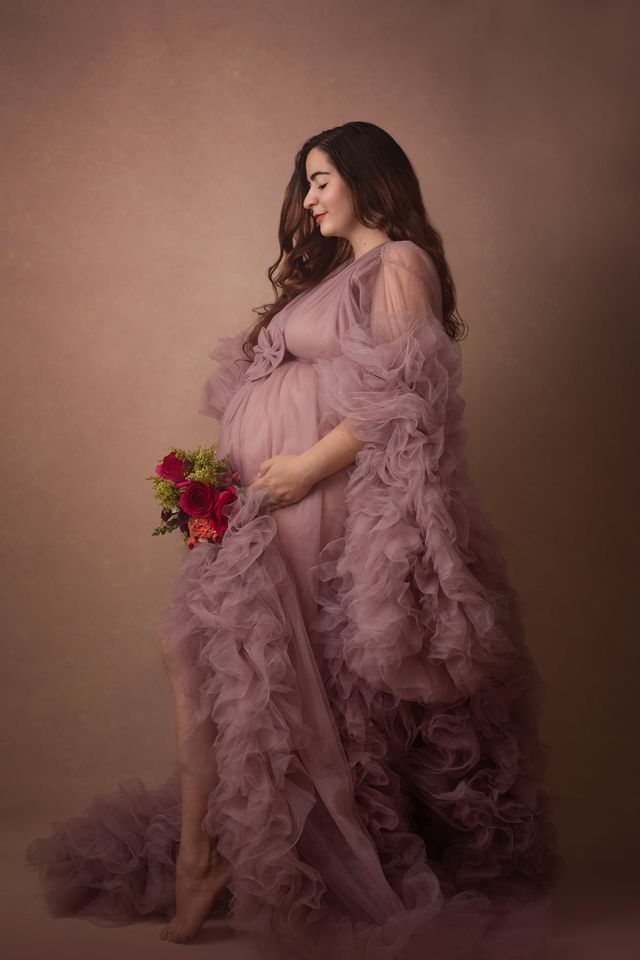 Mauve Pink Barbara Gown - maternity photoshoot dress