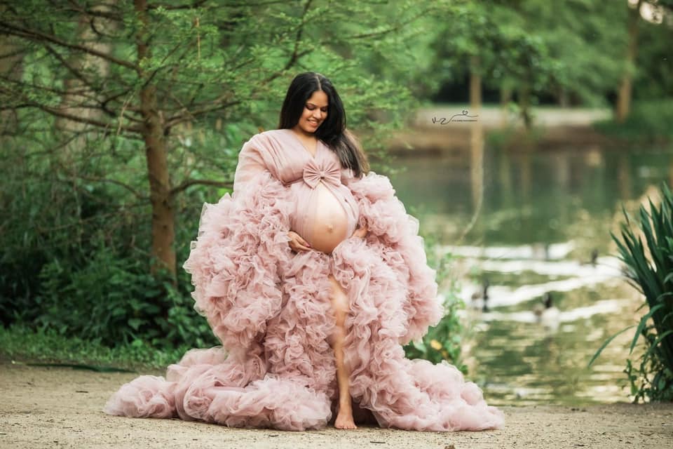 Mauve Pink Barbara Gown - maternity photoshoot dress