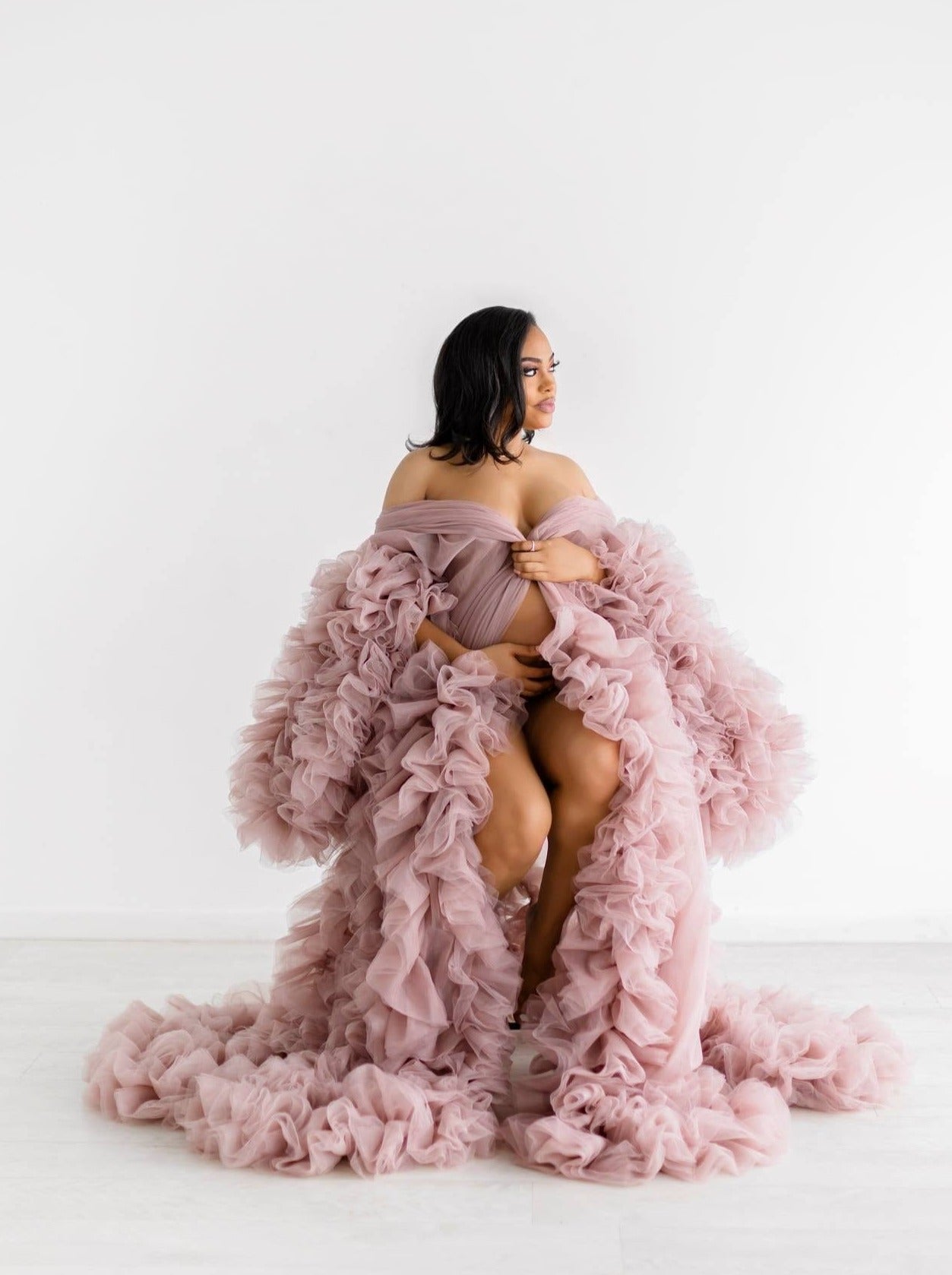 Mauve Pink Barbara Gown - maternity photoshoot dress