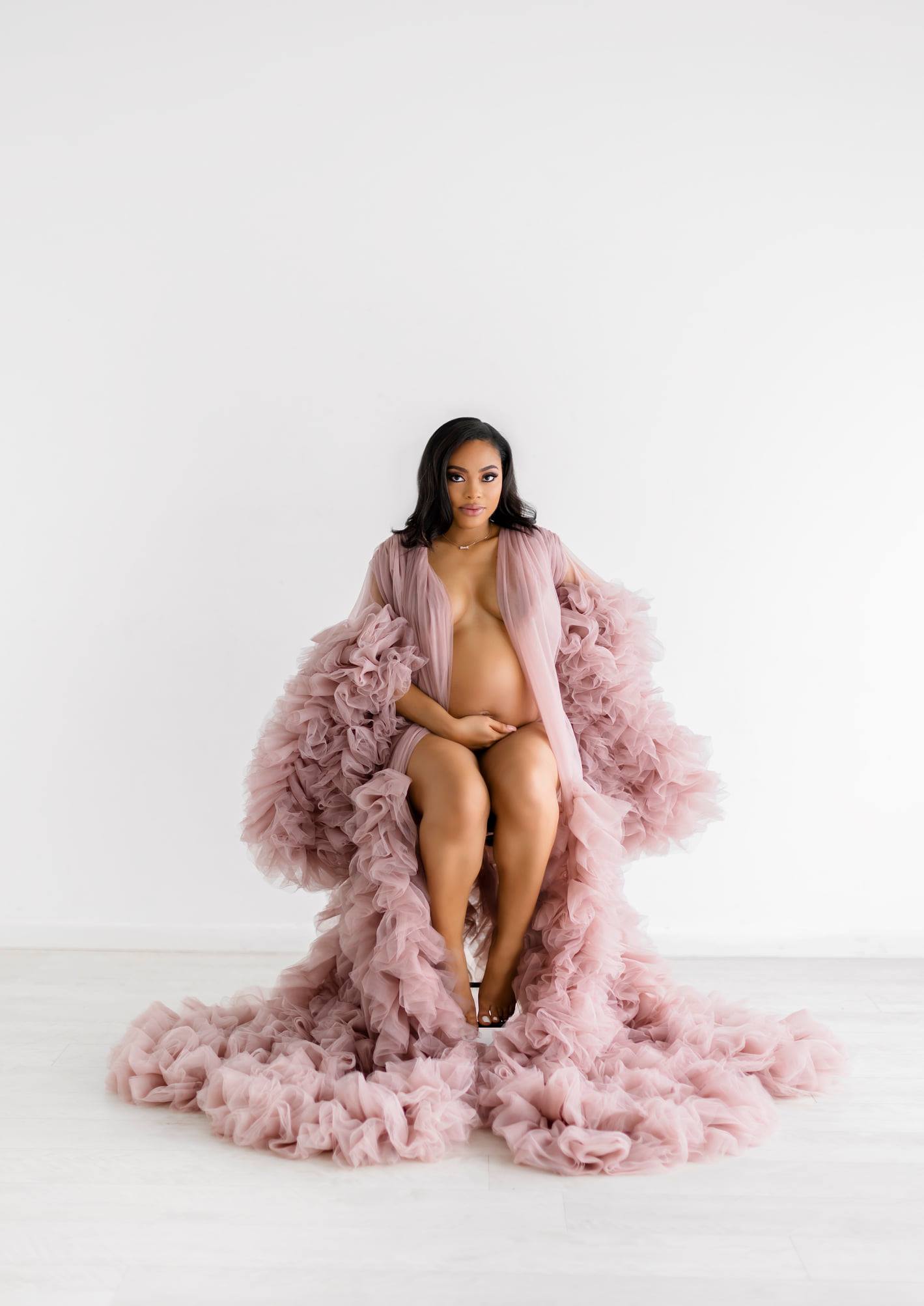 Mauve Pink Barbara Gown - maternity photoshoot dress