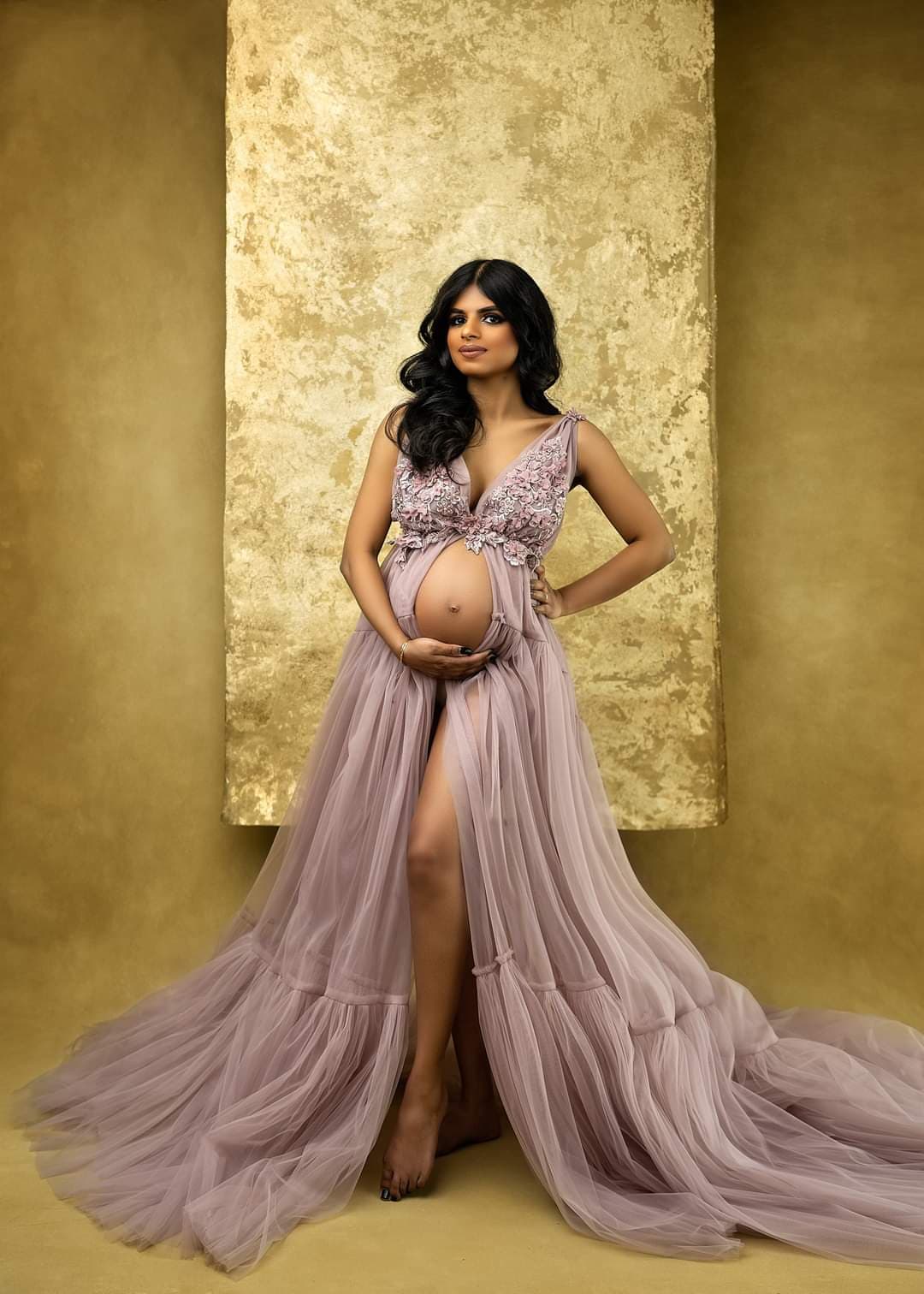 Dusty Pink Wisteria Gown - maternity photoshoot dress