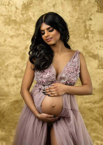 Dusty Pink Wisteria Gown - maternity photoshoot dress