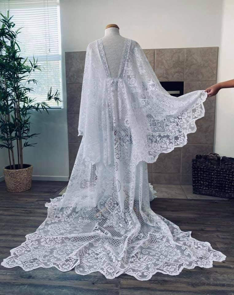 Romantic Lace Boho Gown - maternity photoshoot dress