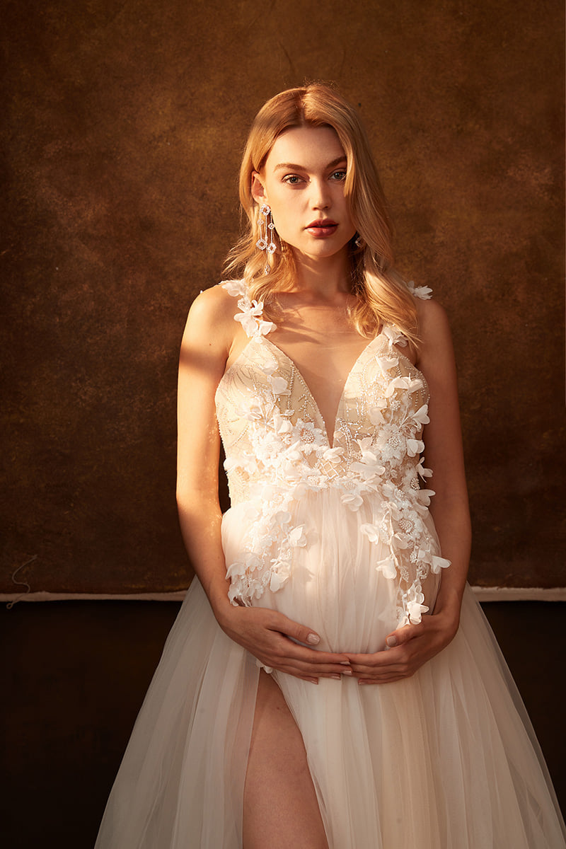 Champagne Run Away With Me Gown - maternity photoshoot dress