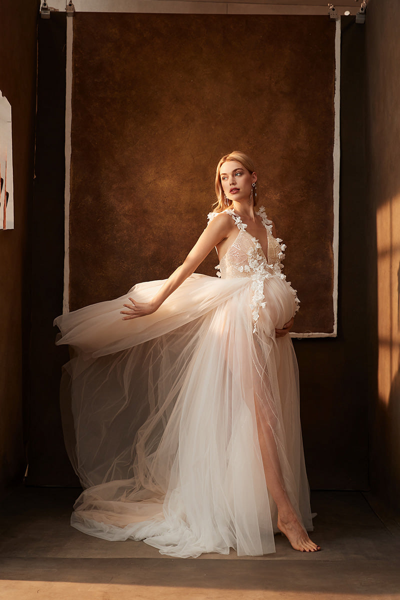 Champagne Run Away With Me Gown - maternity photoshoot dress