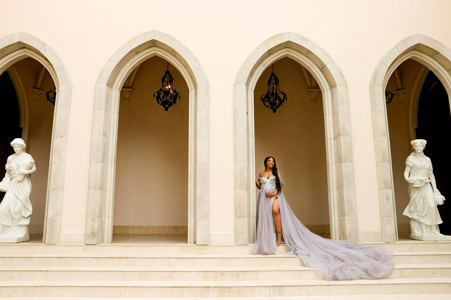 Gray / Lilac Run Away With Me Gown - maternity photoshoot dress