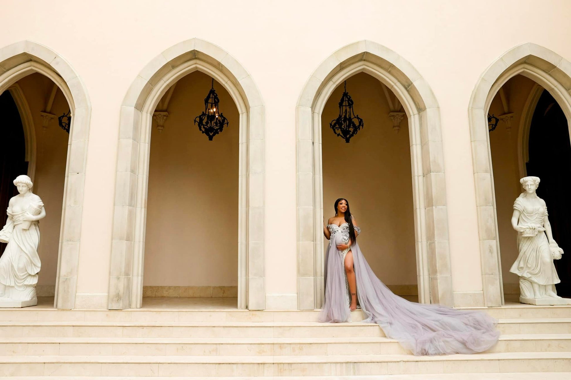 Gray / Lilac Run Away With Me Gown - maternity photoshoot dress