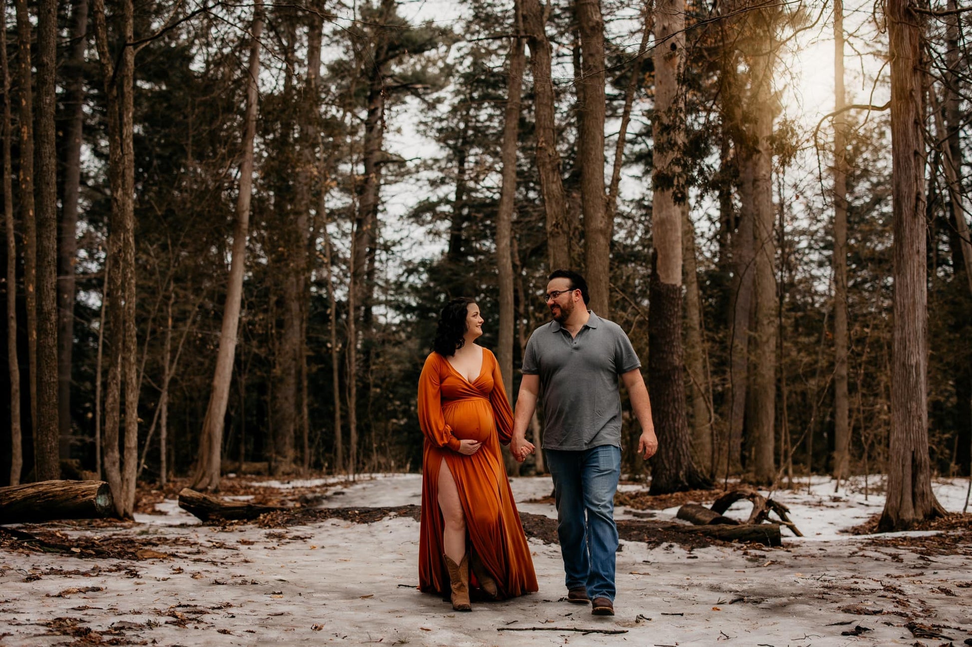 Rust Flowy Clara Gown - maternity photoshoot dress