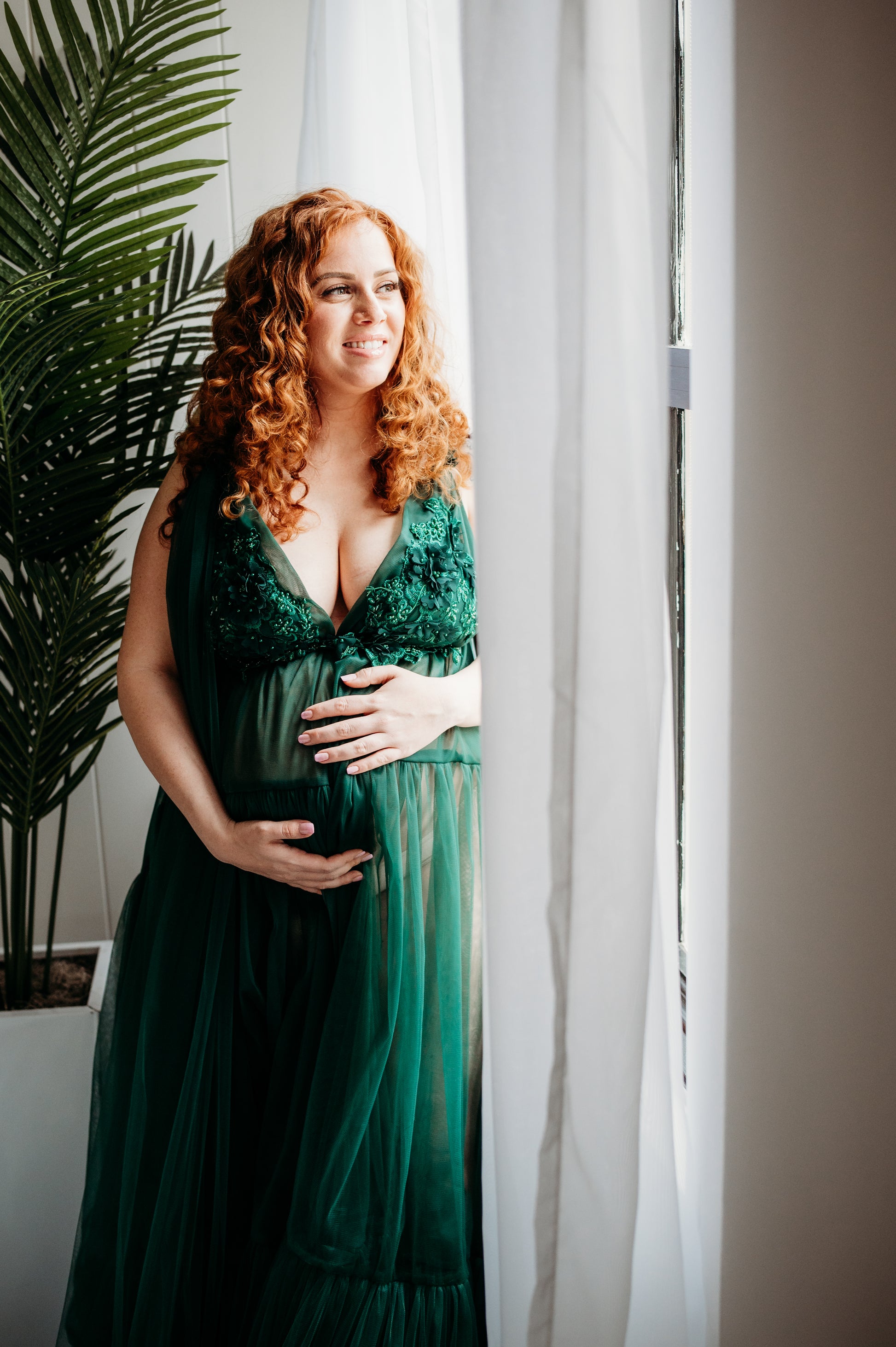 Emerald Wisteria Gown - maternity photoshoot dress