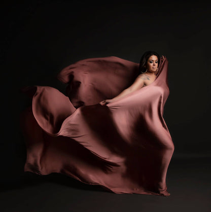 Old Pink Silky Tossing Fabric - maternity photoshoot dress
