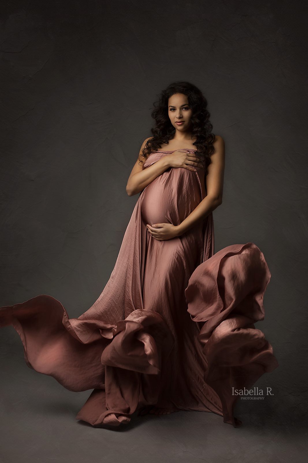 Old Pink Silky Tossing Fabric - maternity photoshoot dress