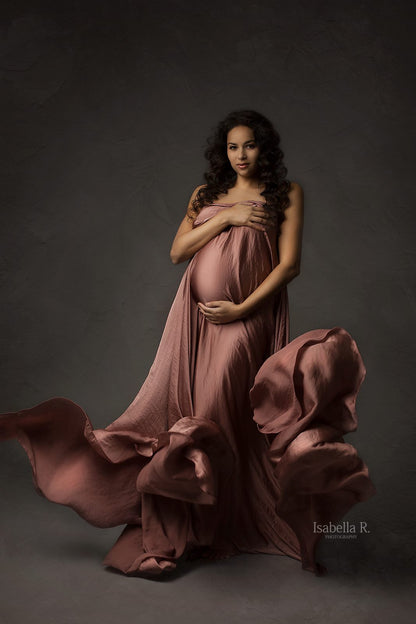 Old Pink Silky Tossing Fabric - maternity photoshoot dress