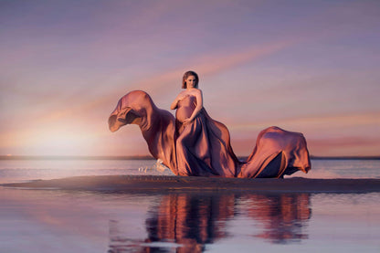 Old Pink Silky Tossing Fabric - maternity photoshoot dress
