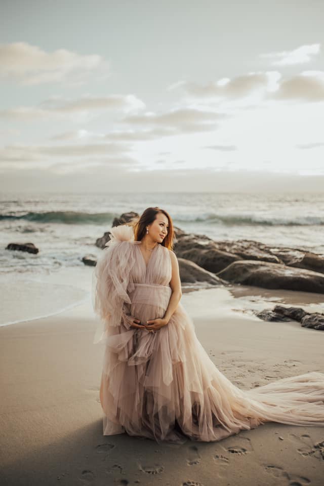 Sand Serena Gown - maternity photoshoot dress