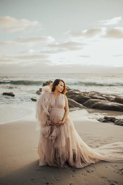 Sand Serena Gown - maternity photoshoot dress