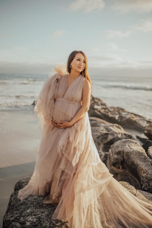 Sand Serena Gown - maternity photoshoot dress