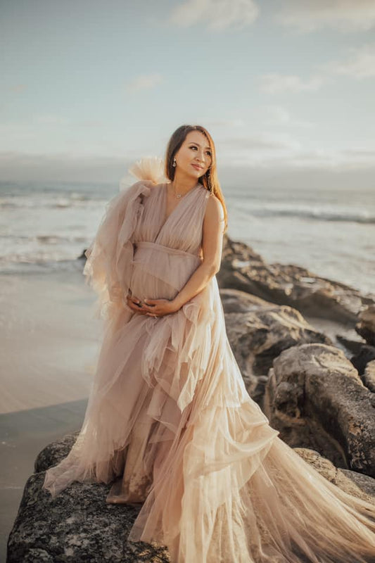 Sand Serena Gown - maternity photoshoot dress