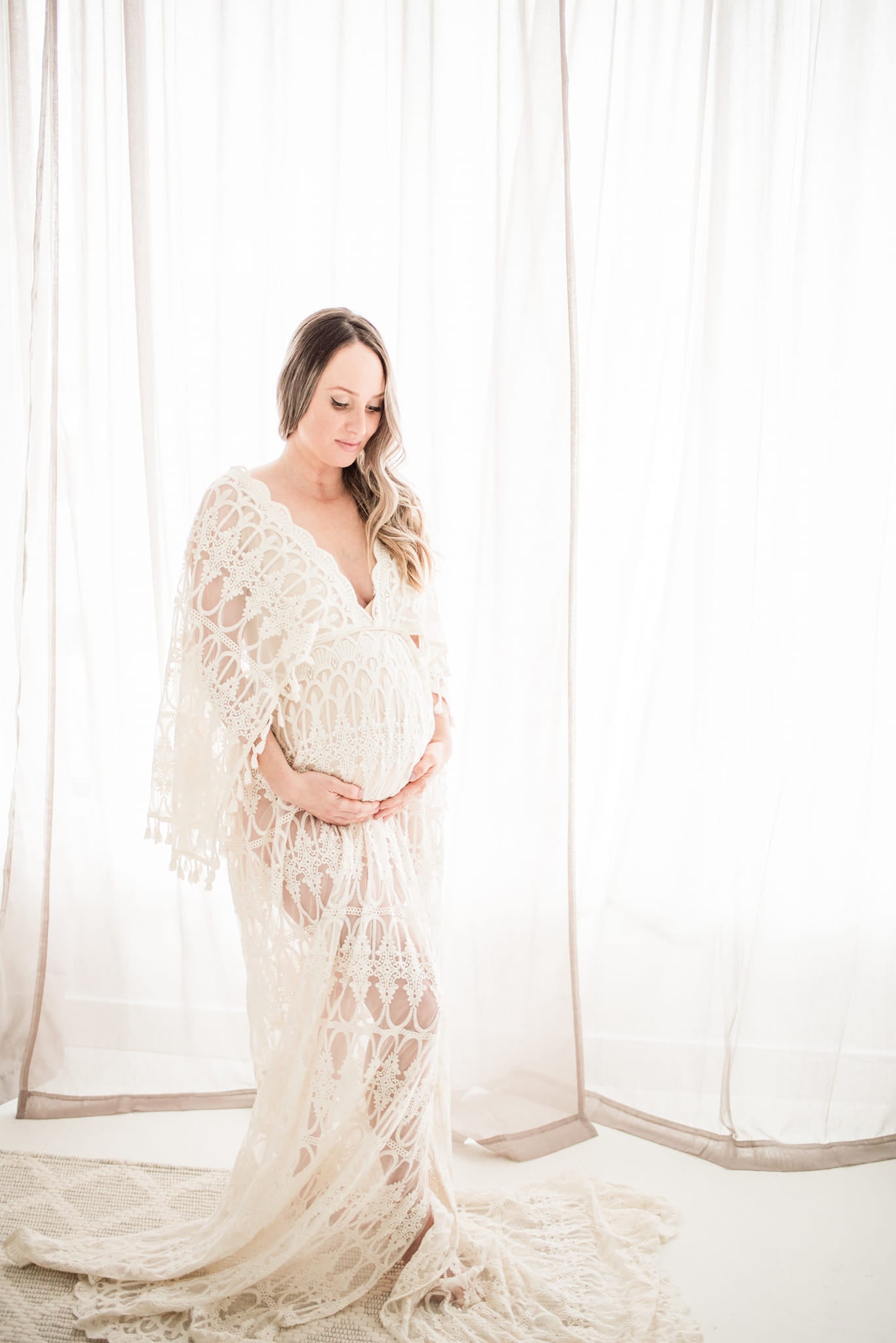 Scalloped Lace Boho Gown - maternity photoshoot dress